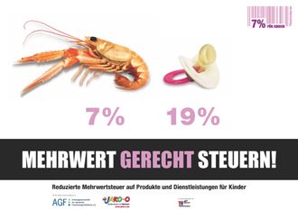Poster der Kampagne '7% für Kinder'. 